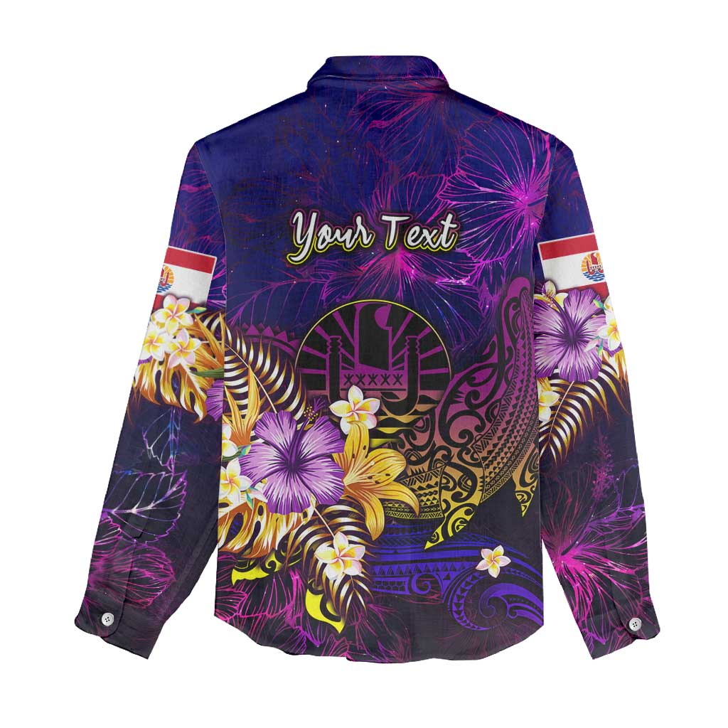 Tahiti French Polynesia Women Casual Shirt Whale Hibiscus Polynesian