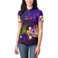 Tahiti French Polynesia Women Polo Shirt Whale Hibiscus Polynesian