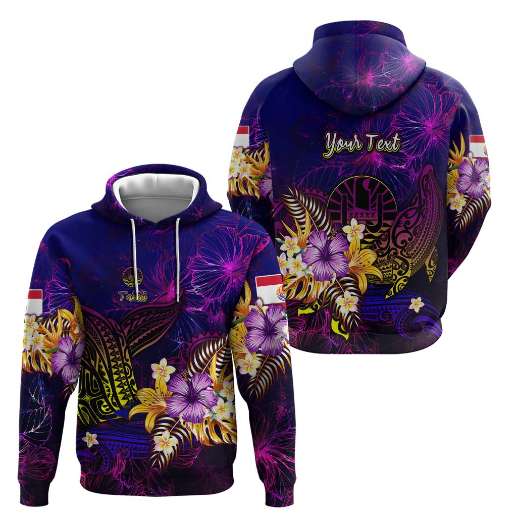 Tahiti French Polynesia Zip Hoodie Whale Hibiscus Polynesian