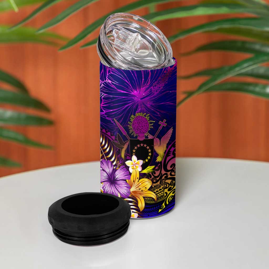 Cook Islands 4 in 1 Can Cooler Tumbler Whale Hibiscus Polynesian