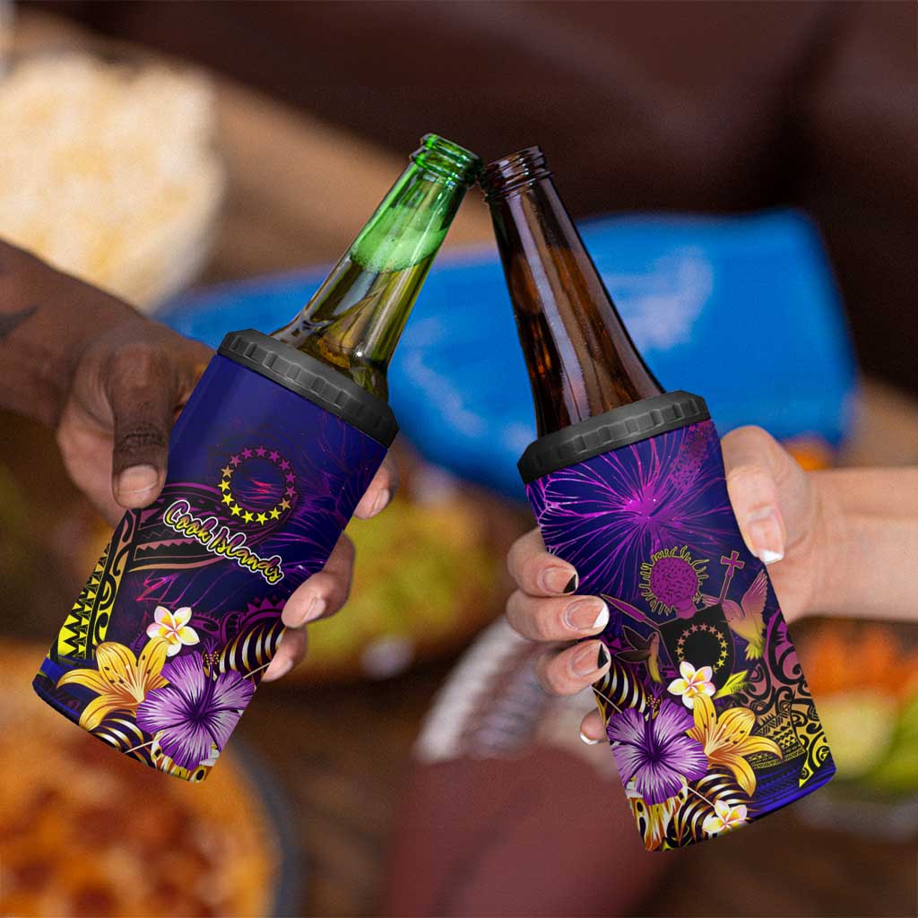 Cook Islands 4 in 1 Can Cooler Tumbler Whale Hibiscus Polynesian