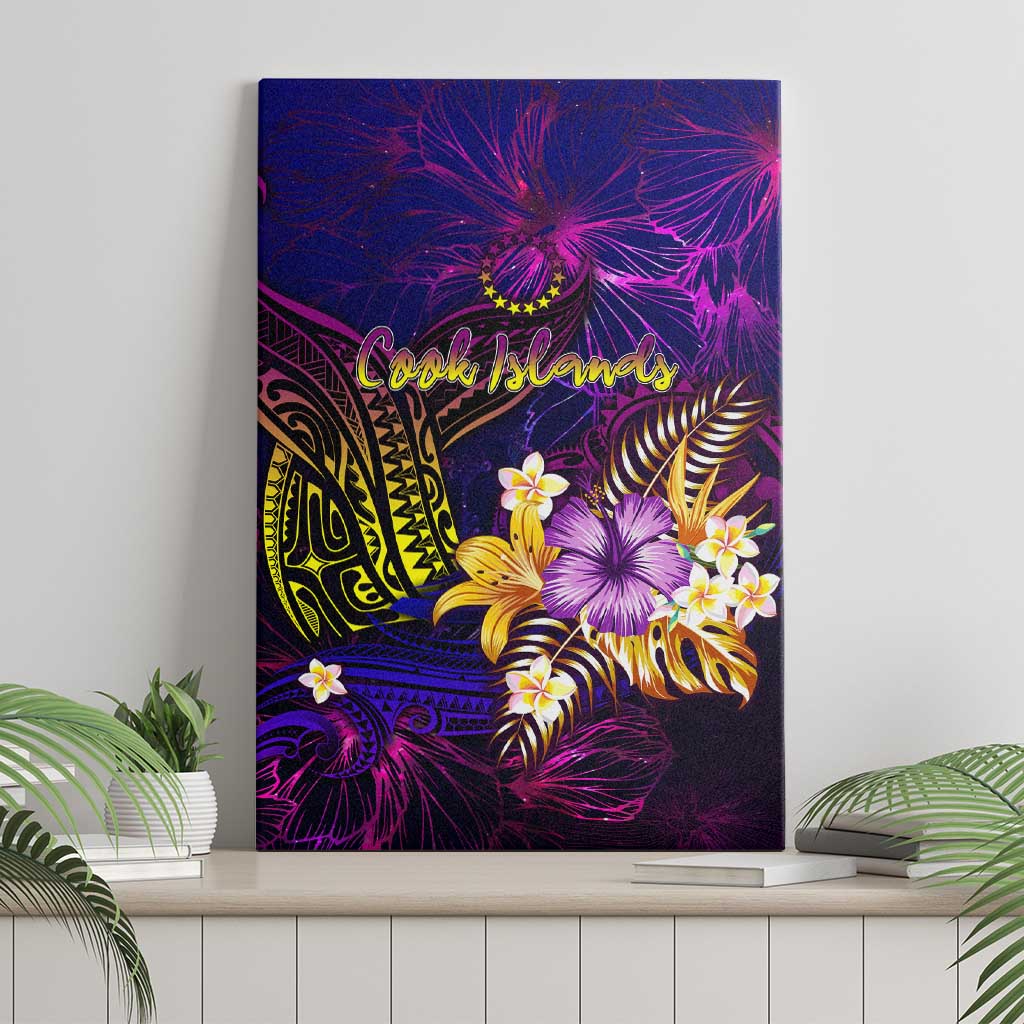 Cook Islands Canvas Wall Art Whale Hibiscus Polynesian