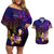 Cook Islands Couples Matching Off Shoulder Short Dress and Hawaiian Shirt Whale Hibiscus Polynesian