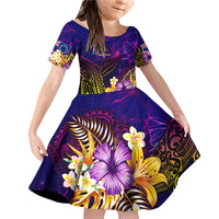 Cook Islands Family Matching Off Shoulder Short Dress and Hawaiian Shirt Whale Hibiscus Polynesian