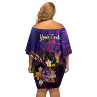 Cook Islands Family Matching Off Shoulder Short Dress and Hawaiian Shirt Whale Hibiscus Polynesian