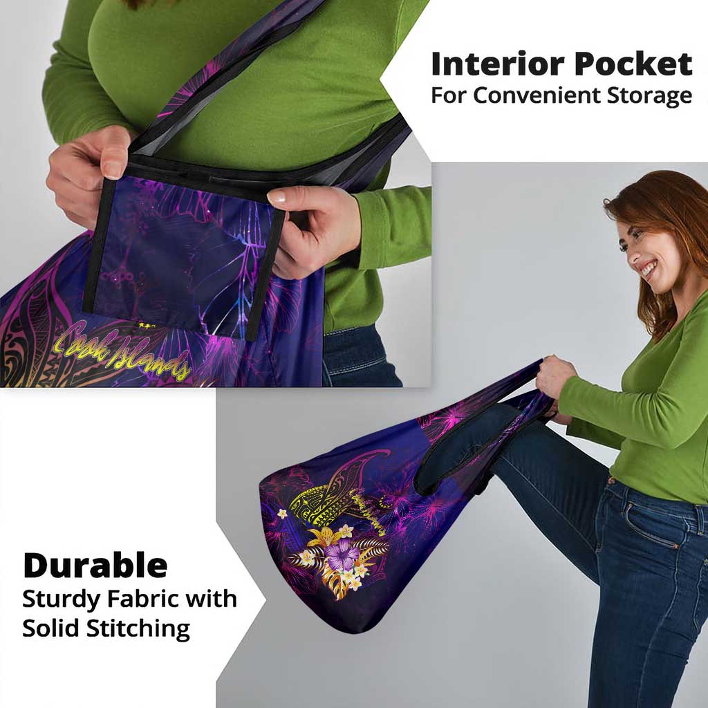 Cook Islands Grocery Bag Whale Hibiscus Polynesian