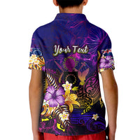 Cook Islands Kid Polo Shirt Whale Hibiscus Polynesian