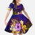 Cook Islands Kid Short Sleeve Dress Whale Hibiscus Polynesian