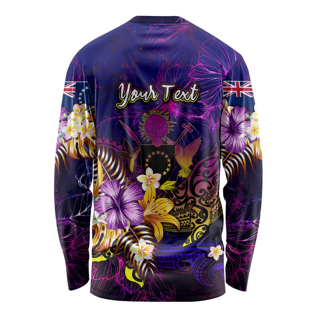 Cook Islands Long Sleeve Shirt Whale Hibiscus Polynesian