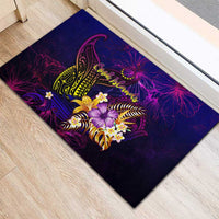 Cook Islands Rubber Doormat Whale Hibiscus Polynesian