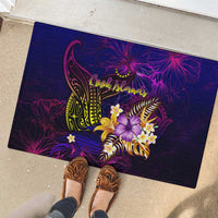 Cook Islands Rubber Doormat Whale Hibiscus Polynesian