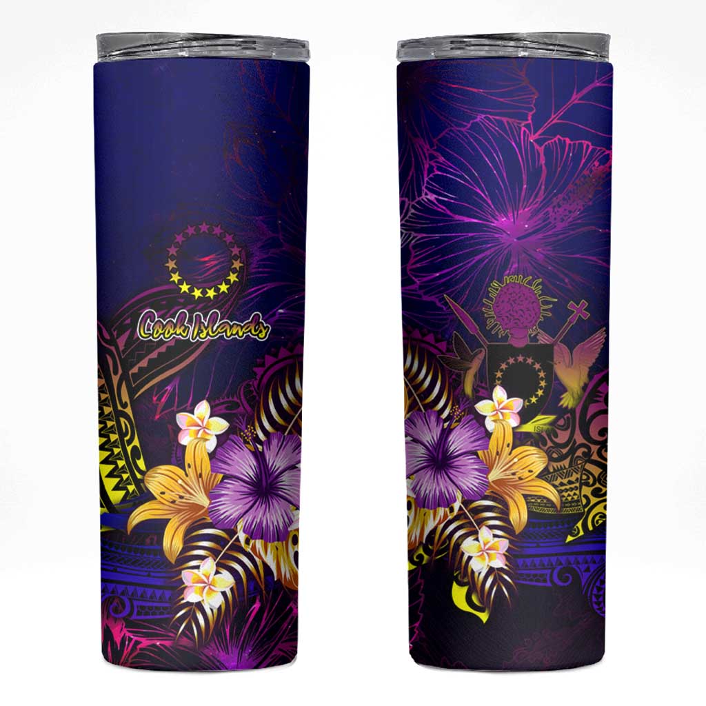 Cook Islands Skinny Tumbler Whale Hibiscus Polynesian