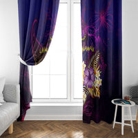 Cook Islands Window Curtain Whale Hibiscus Polynesian