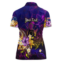 Cook Islands Women Polo Shirt Whale Hibiscus Polynesian