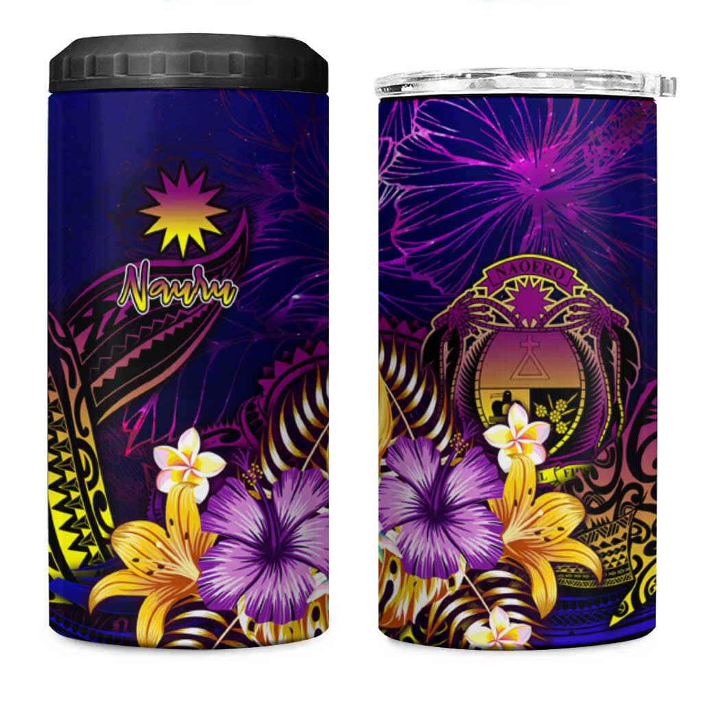 Nauru 4 in 1 Can Cooler Tumbler Whale Hibiscus Polynesian DT02 One Size: 16 oz Purple - Polynesian Pride