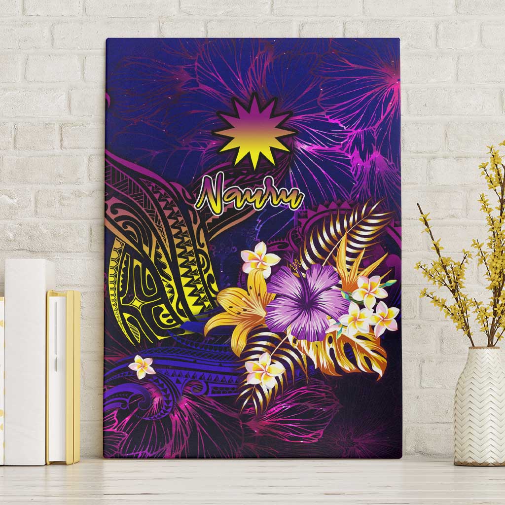 Nauru Canvas Wall Art Whale Hibiscus Polynesian DT02 Without Frame Purple - Polynesian Pride