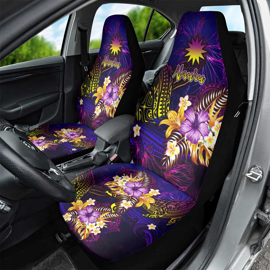 Nauru Car Seat Cover Whale Hibiscus Polynesian
