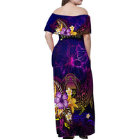 Nauru Family Matching Off Shoulder Maxi Dress and Hawaiian Shirt Whale Hibiscus Polynesian