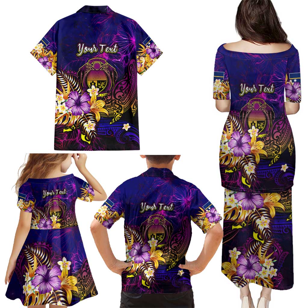 Nauru Family Matching Puletasi and Hawaiian Shirt Whale Hibiscus Polynesian