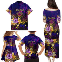 Nauru Family Matching Puletasi and Hawaiian Shirt Whale Hibiscus Polynesian