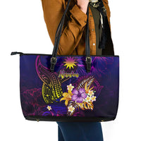 Nauru Leather Tote Bag Whale Hibiscus Polynesian