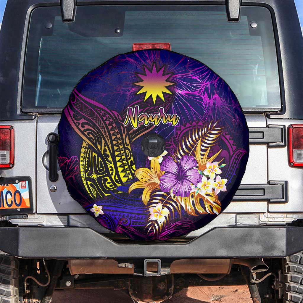 Nauru Spare Tire Cover Whale Hibiscus Polynesian DT02 Purple - Polynesian Pride