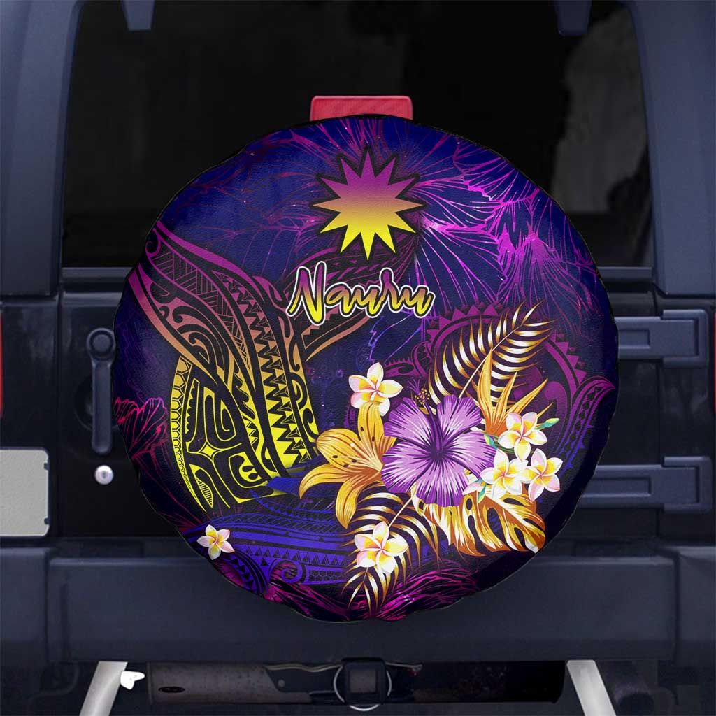 Nauru Spare Tire Cover Whale Hibiscus Polynesian