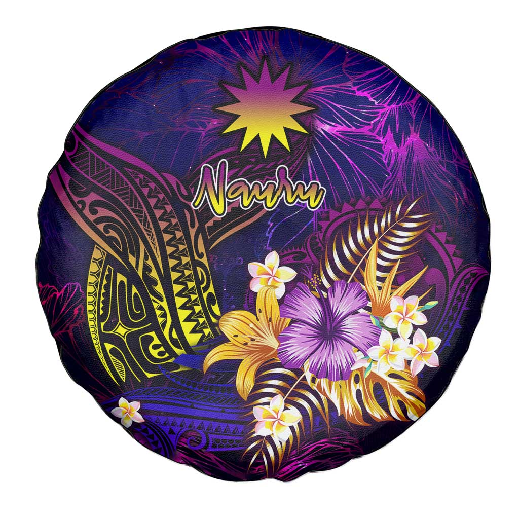 Nauru Spare Tire Cover Whale Hibiscus Polynesian