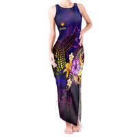 Nauru Tank Maxi Dress Whale Hibiscus Polynesian