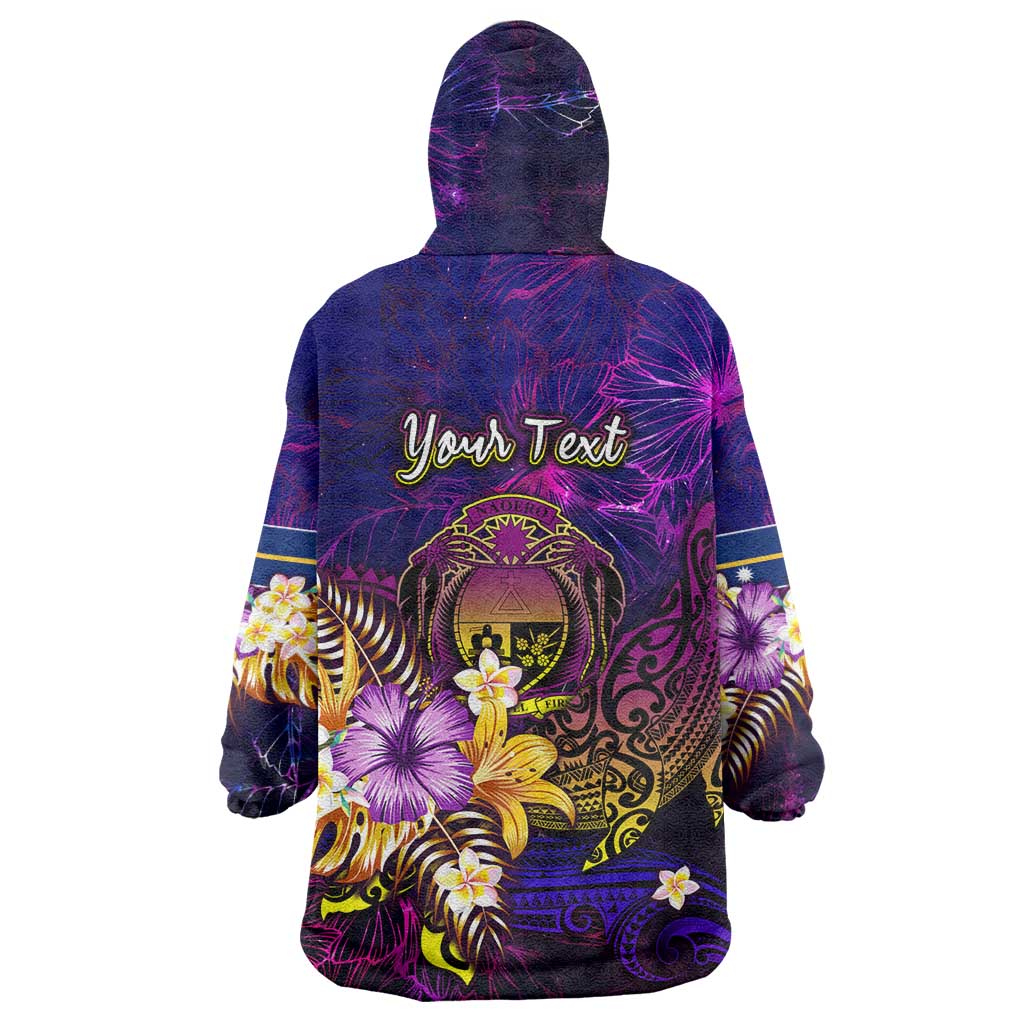 Nauru Wearable Blanket Hoodie Whale Hibiscus Polynesian