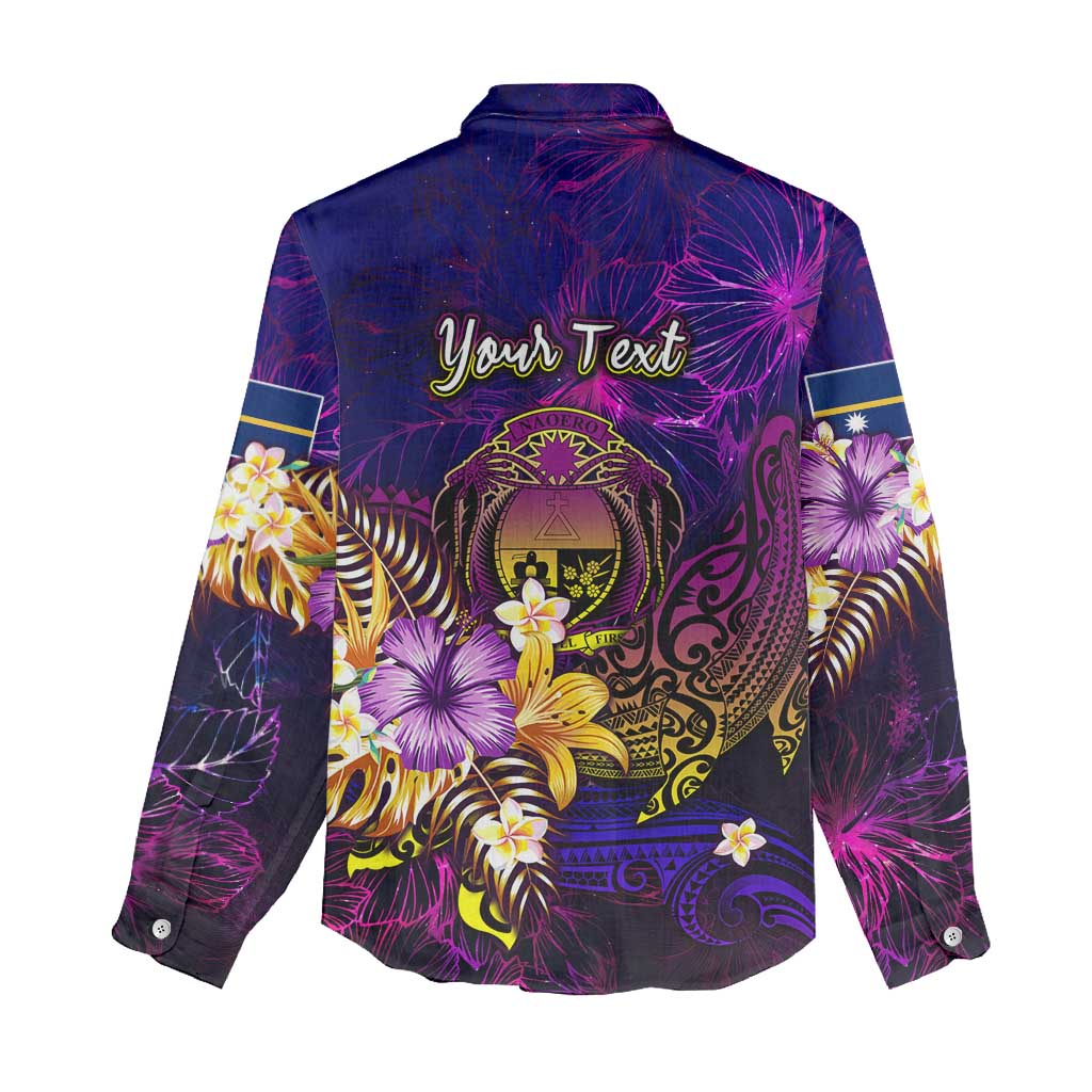 Nauru Women Casual Shirt Whale Hibiscus Polynesian