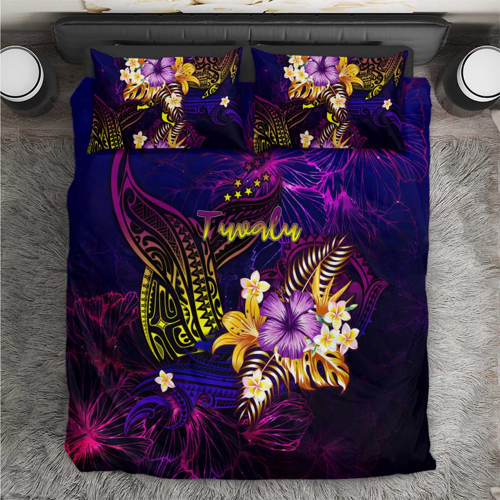 Tuvalu Bedding Set Whale Hibiscus Polynesian