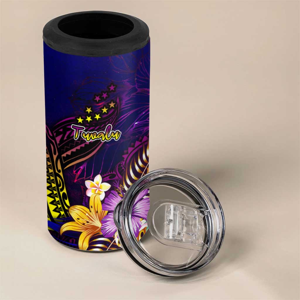 Tuvalu 4 in 1 Can Cooler Tumbler Whale Hibiscus Polynesian