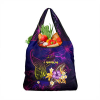 Tuvalu Grocery Bag Whale Hibiscus Polynesian