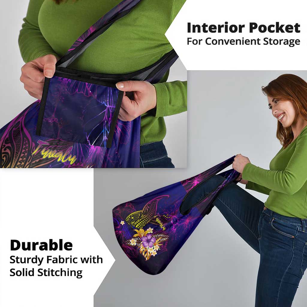 Tuvalu Grocery Bag Whale Hibiscus Polynesian