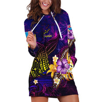 Tuvalu Hoodie Dress Whale Hibiscus Polynesian DT02 Purple - Polynesian Pride