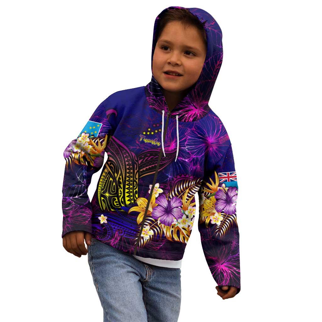 Tuvalu Kid Hoodie Whale Hibiscus Polynesian