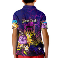 Tuvalu Kid Polo Shirt Whale Hibiscus Polynesian
