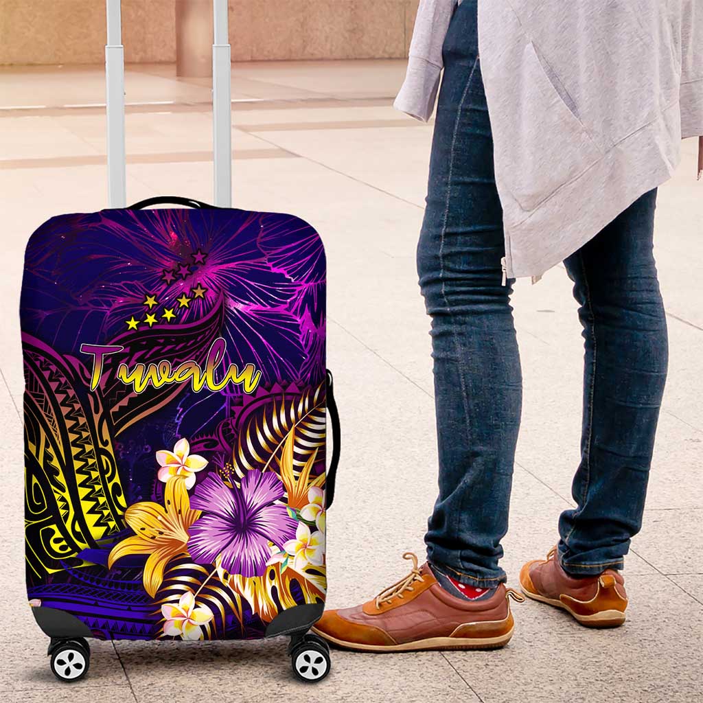 Tuvalu Luggage Cover Whale Hibiscus Polynesian
