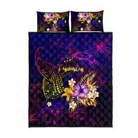 Tuvalu Quilt Bed Set Whale Hibiscus Polynesian