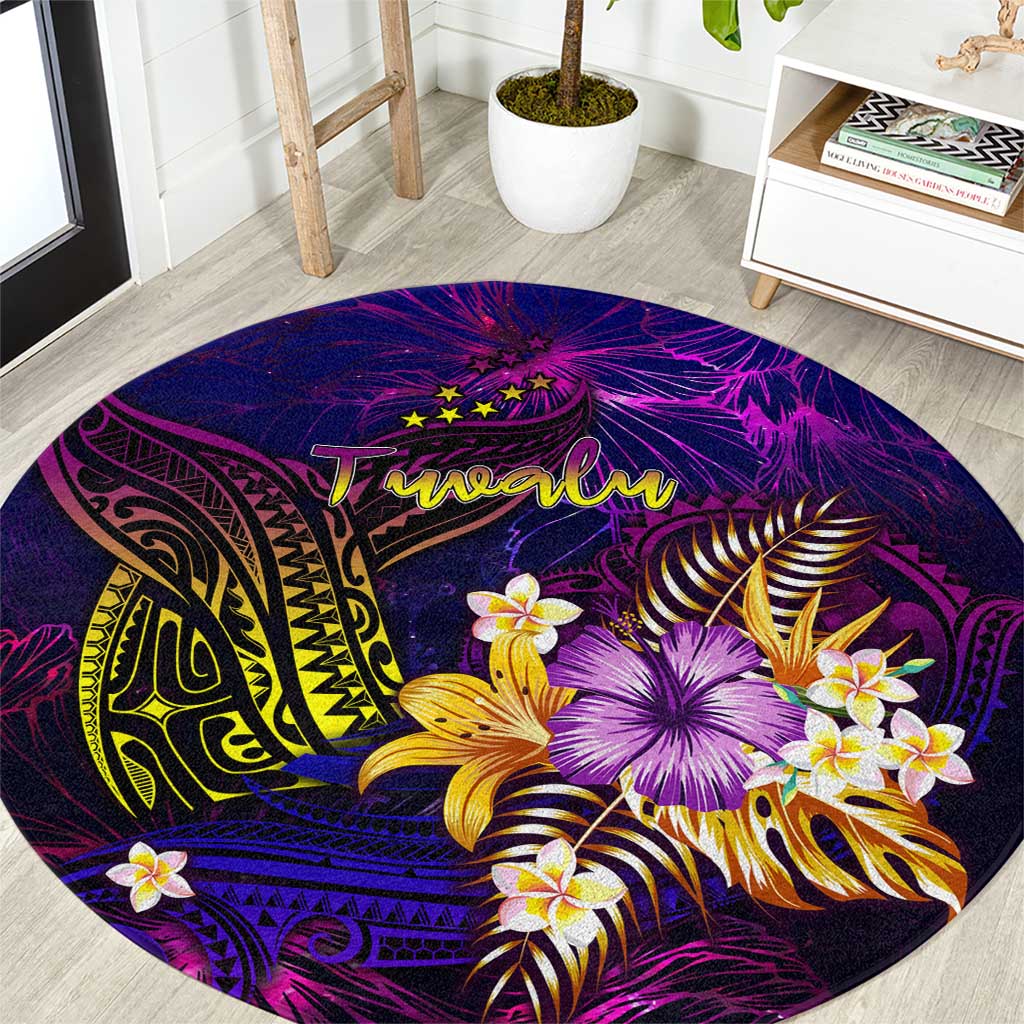 Tuvalu Round Carpet Whale Hibiscus Polynesian - Polynesian Pride