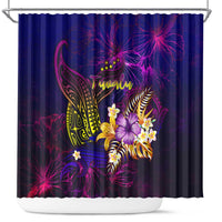 Tuvalu Shower Curtain Whale Hibiscus Polynesian