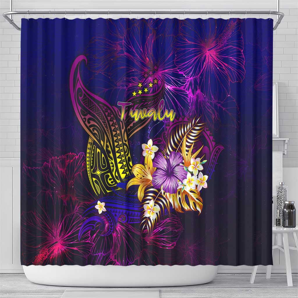 Tuvalu Shower Curtain Whale Hibiscus Polynesian
