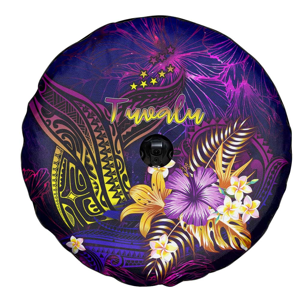 Tuvalu Spare Tire Cover Whale Hibiscus Polynesian