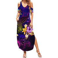 Tuvalu Summer Maxi Dress Whale Hibiscus Polynesian