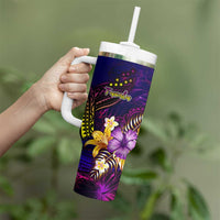Tuvalu Tumbler With Handle Whale Hibiscus Polynesian