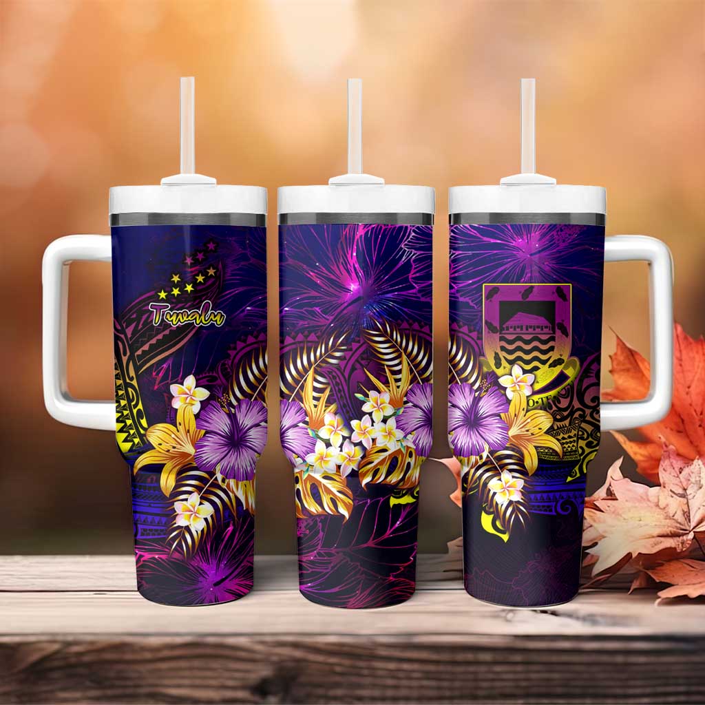 Tuvalu Tumbler With Handle Whale Hibiscus Polynesian