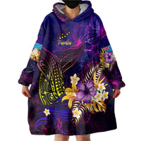 Tuvalu Wearable Blanket Hoodie Whale Hibiscus Polynesian