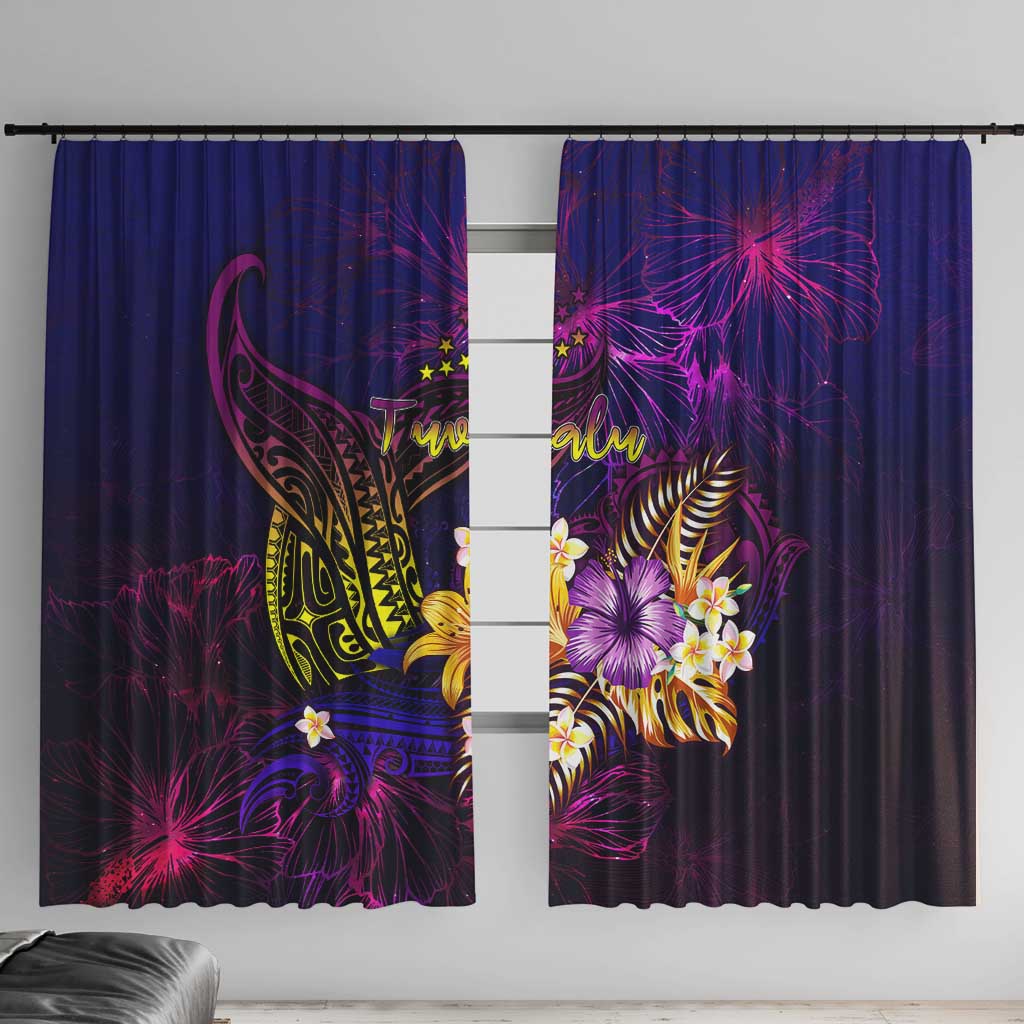 Tuvalu Window Curtain Whale Hibiscus Polynesian
