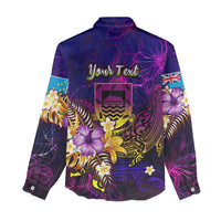 Tuvalu Women Casual Shirt Whale Hibiscus Polynesian